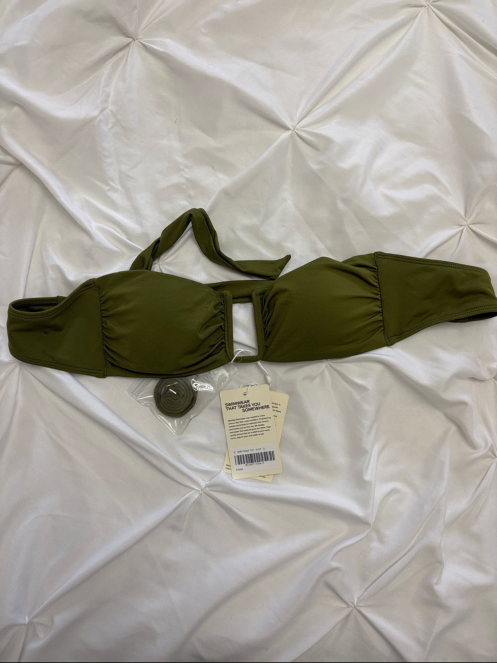 NWT Monday Swimwear Bikini Top in Olive - Picture 4 of 5